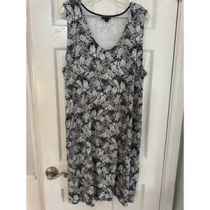 J.Jill Wearever Collection XL Flowy‎ Dress Pockets Pineapple Leaf Print Cruise